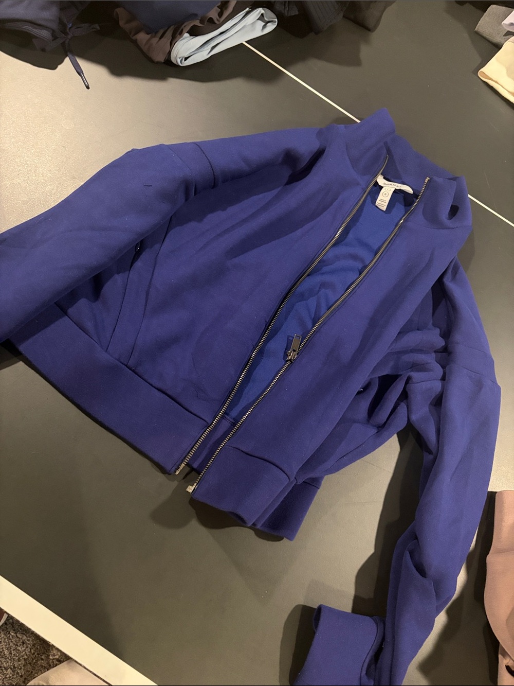 Spanx navy zip up
